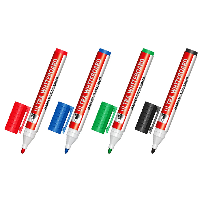 Маркеры стираемые для белой доски, набор 4 цвета "Ultra whiteboad marker" 3 мм