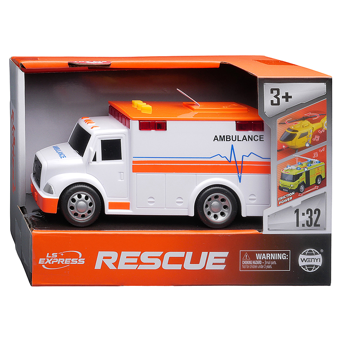 Фото к товару Машина WY1109B "Скорая помощь" 1:32 (свет, звук) в коробке Машина WY1109B "Скорая помощь" 1:32 (свет, звук) в коробке
