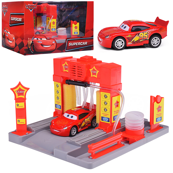 Игрушка пластик "Автомойка" свет-звук, с водой 21см, тачки кор.