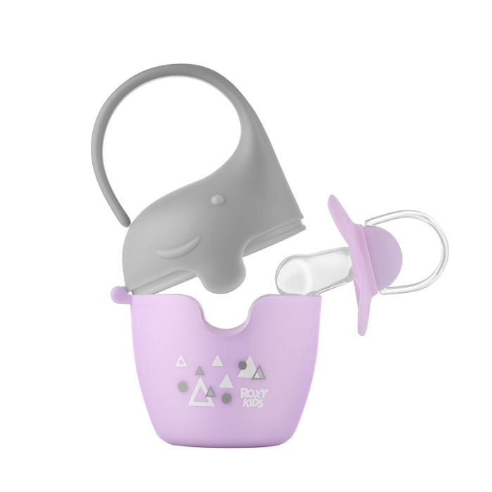 Контейнер для соски-пустышки "Слоник", с пустышкой, сиреневый