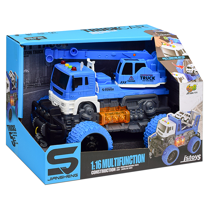 Фото к товару Машина JS105AS "МегаКран" 1:16 (свет, звук) в коробке (цвет синий) Машина JS105AS "МегаКран" 1:16 (свет, звук) в коробке (цвет синий)