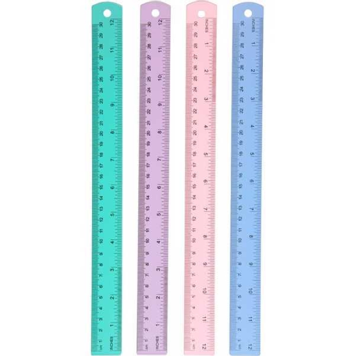 Линейка алюминиевая "Pastel" 30 см, с двусторонней шкалой, в пластиковом подвесе