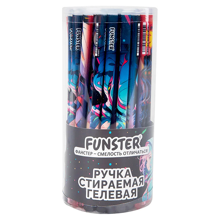 Ручка стираемая гелевая с принтом "Funster" "Anime", синяя, игольчатый наконечник