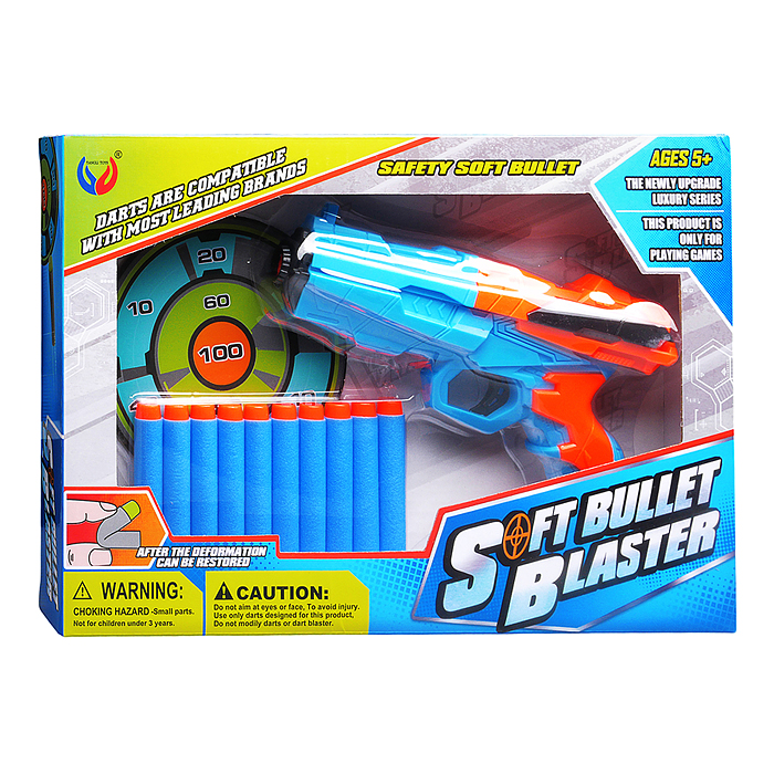 Набор Тир YL-284 "Попади в цель!" с мягкими пулями и мишенью, в коробке