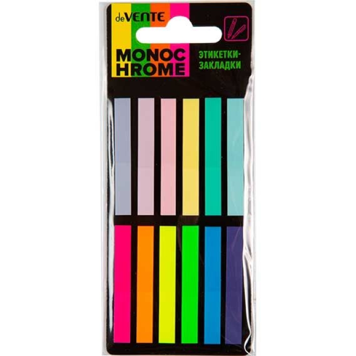Набор самоклеящихся этикеток-закладок пластиковые полупрозрачные 45x6 мм, 12x20 листов