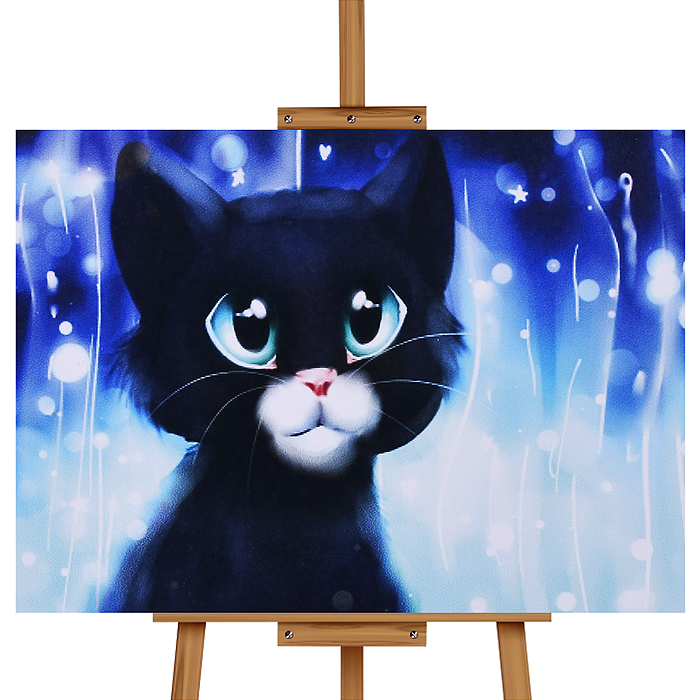 Мозаика алмазная MKA3020-126 "Чёрный котёнок" 20*30см.