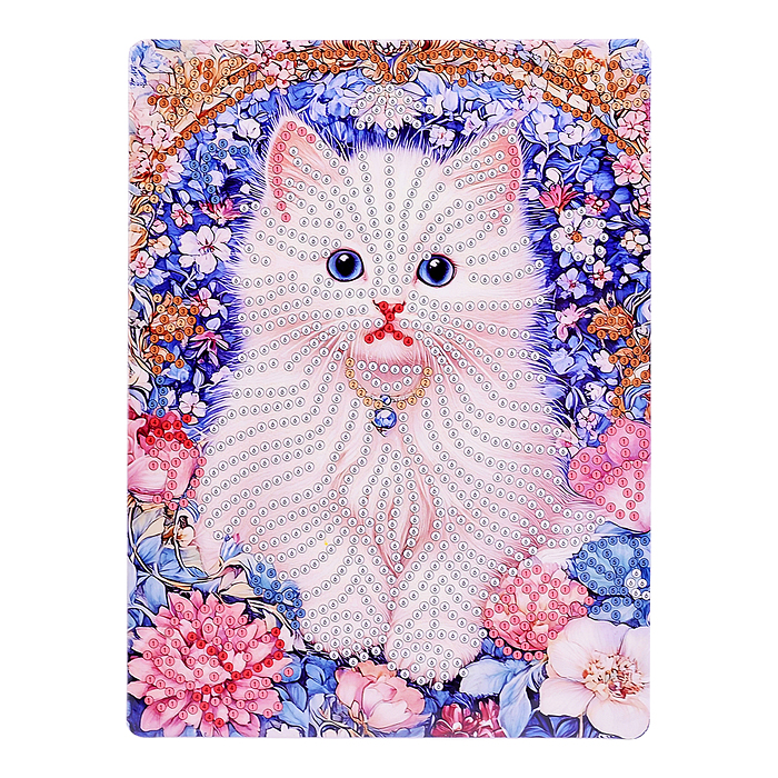 Фото к товару Мозаика алмазная 00-7623 "Белый котёночек" 15*20см Мозаика алмазная 00-7623 "Белый котёночек" 15*20см