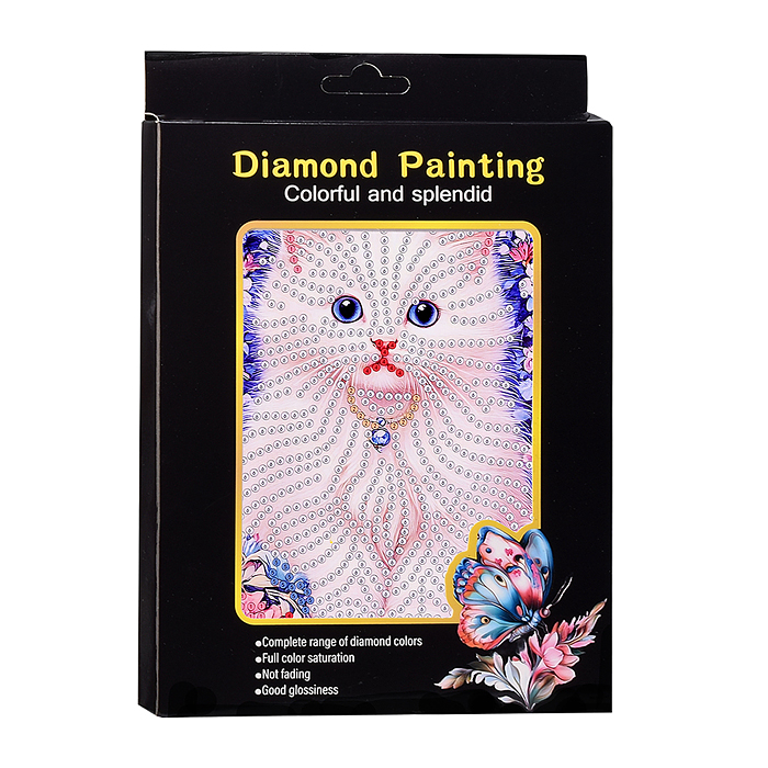 Фото к товару Мозаика алмазная 00-7623 "Белый котёночек" 15*20см Мозаика алмазная 00-7623 "Белый котёночек" 15*20см