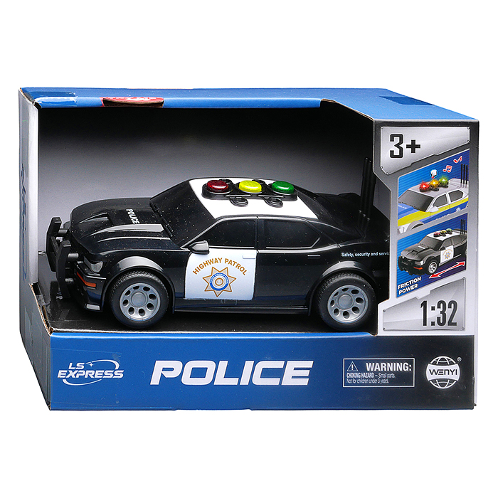 Фото к товару Машина WY1150A "Дорожная полиция" 1:32 (свет, звук) в коробке Машина WY1150A "Дорожная полиция" 1:32 (свет, звук) в коробке