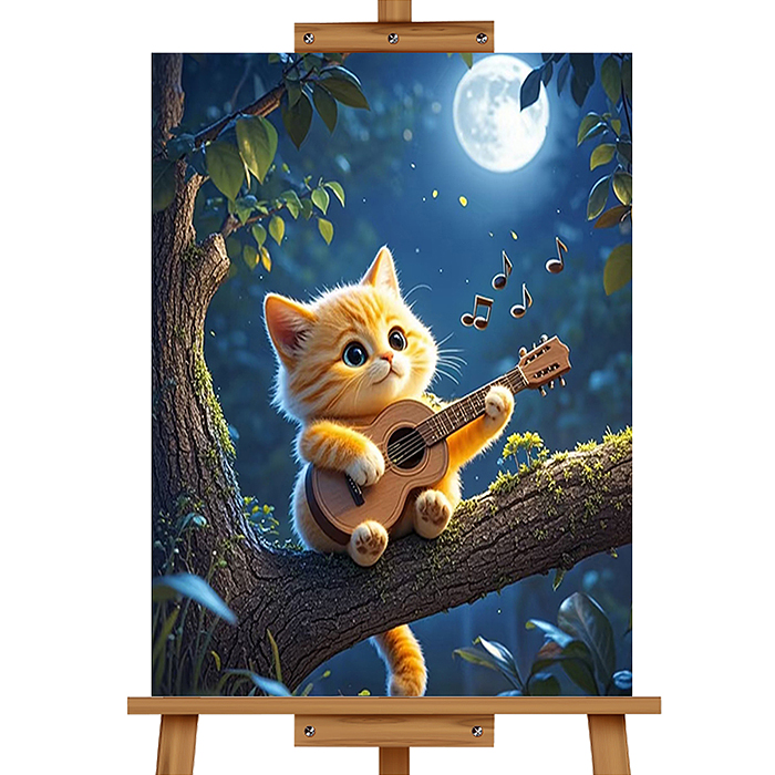 Мозаика алмазная MKA3020-13 "Котик с гитарой" 20*30см.