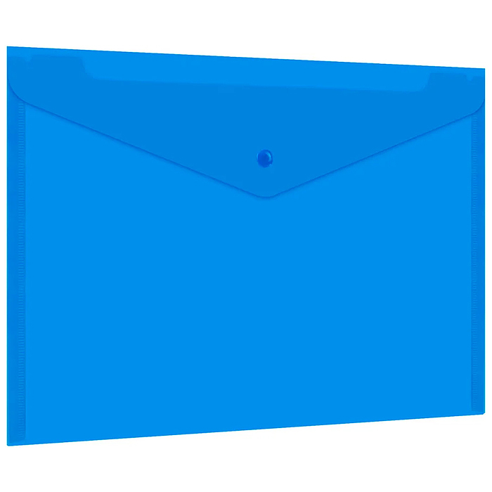 Папка-конверт с кнопкой прозрачная А4 до 100 л, синяя, 0,15 мм "Universal"
