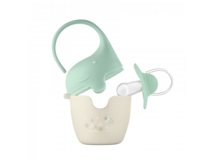 Контейнер для соски-пустышки "Слоник", с пустышкой, зеленый