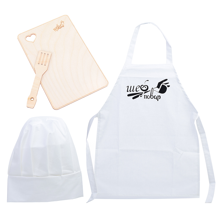 Набор Шеф-повар (фартук, колпак, доска, лопатка) х/б Набор Шеф-повар (фартук, колпак, доска, лопатка) х/б