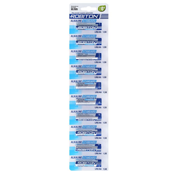 Батарейки алкалиновые ROBITON STANDARD LR6 BL10 Батарейки алкалиновые ROBITON STANDARD LR6 BL10