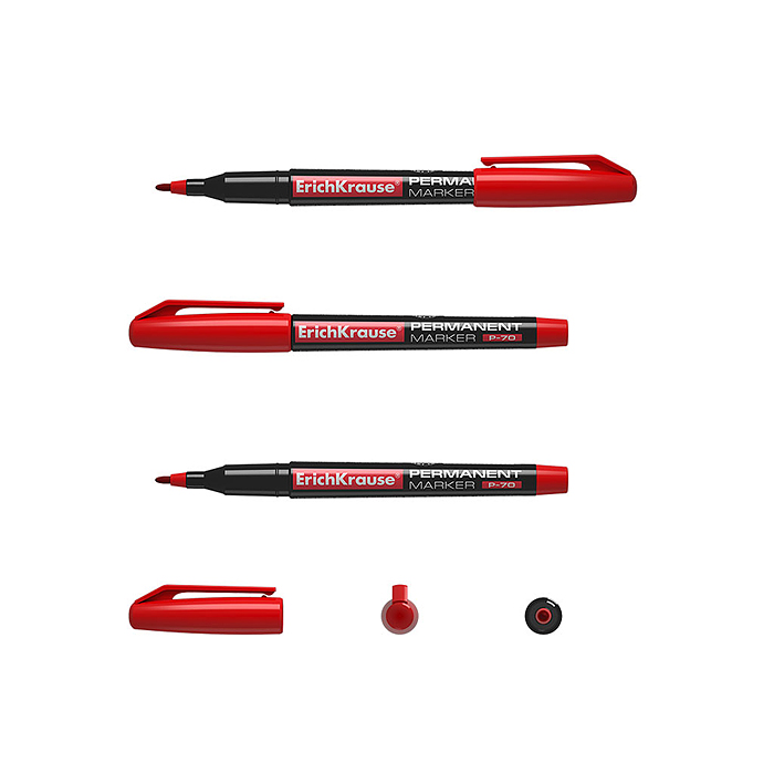 Фото к товару Маркер перманентный P-70, цвет чернил красный Маркер перманентный P-70, цвет чернил красный