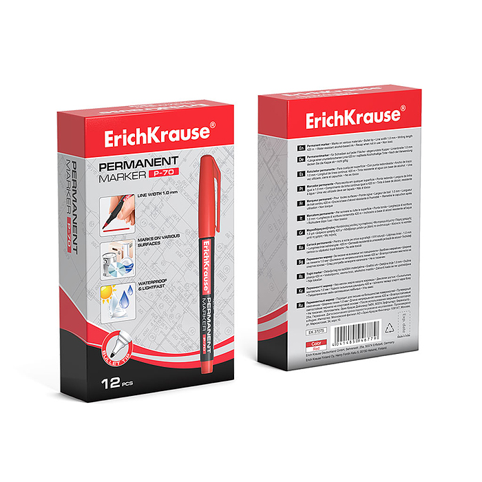 Фото к товару Маркер перманентный P-70, цвет чернил красный Маркер перманентный P-70, цвет чернил красный