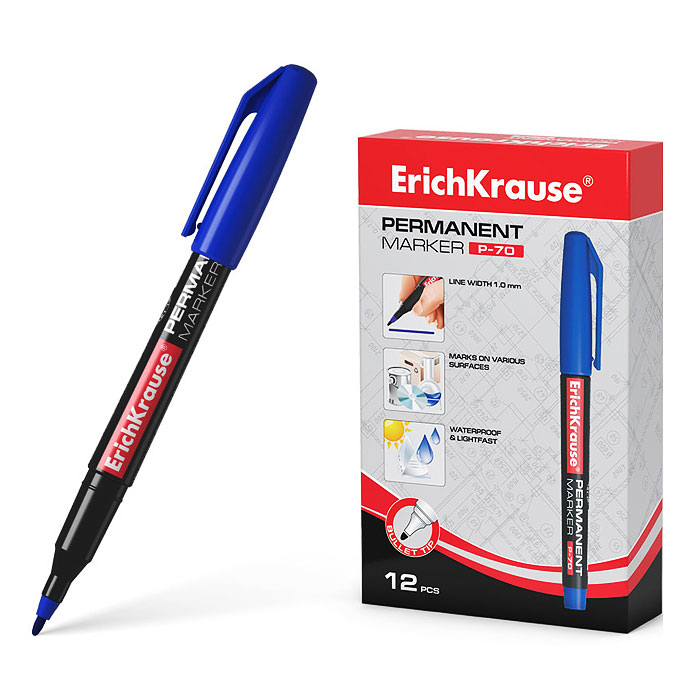 Маркер перманентный P-70, цвет чернил синий 