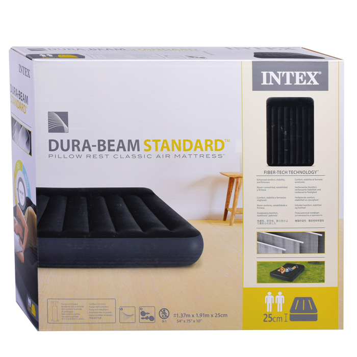 Матрас надувной Pillow Rest Classic Fiber-Tech, 137 х 191 х 25 см, 64142 INTEX