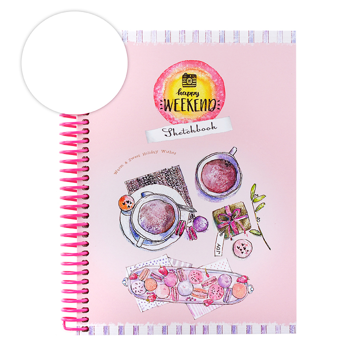 Скетчбук А5, 64л. "Чай со сладостями" 7БЦ, на спирали, глянц. ламинация