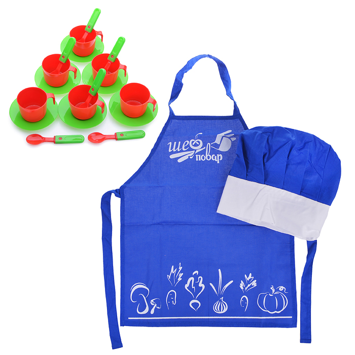 Набор "Шеф-повар" (20 предметов) (фартук, колпак,посуда), в ассортименте