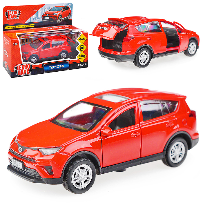 Машина металл "TOYOTA RAV4", длина 12см, открыв. двери, инерц., красный, в коробке Машина металл "TOYOTA RAV4", длина 12см, открыв. двери, инерц., красный, в коробке