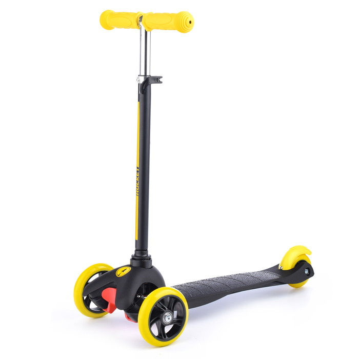 Фото к товару Самокат трёхколёсный ROCKET колёса PU, цвет желто-черный Самокат трёхколёсный ROCKET колёса PU, цвет желто-черный