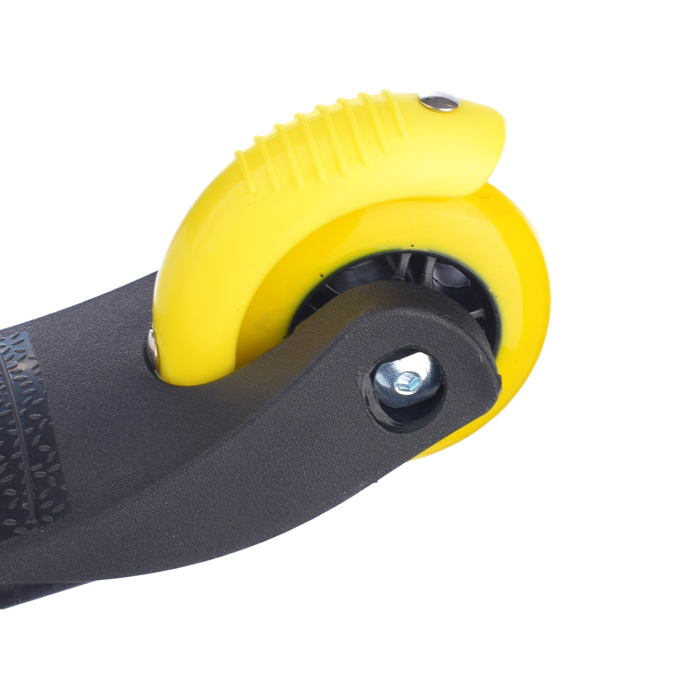 Фото к товару Самокат трёхколёсный ROCKET колёса PU, цвет желто-черный Самокат трёхколёсный ROCKET колёса PU, цвет желто-черный