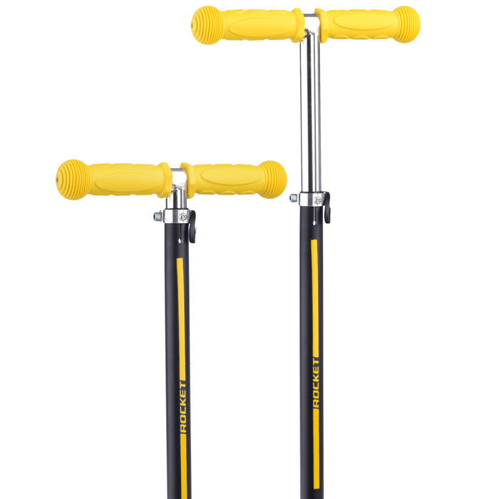 Фото к товару Самокат трёхколёсный ROCKET колёса PU, цвет желто-черный Самокат трёхколёсный ROCKET колёса PU, цвет желто-черный