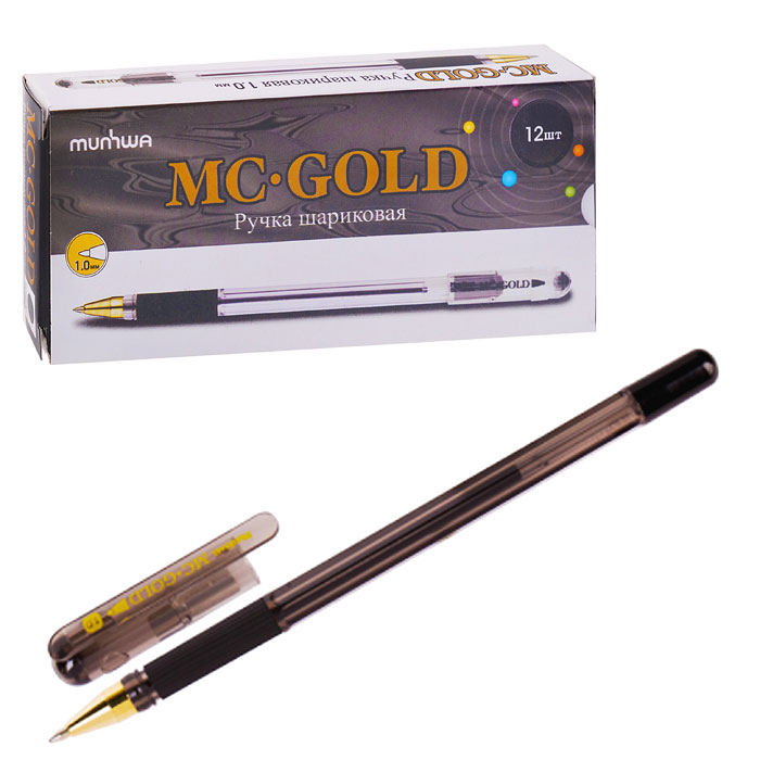 Ручка шариковая "MC Gold" черная, 1,0мм, грип, штрих-код