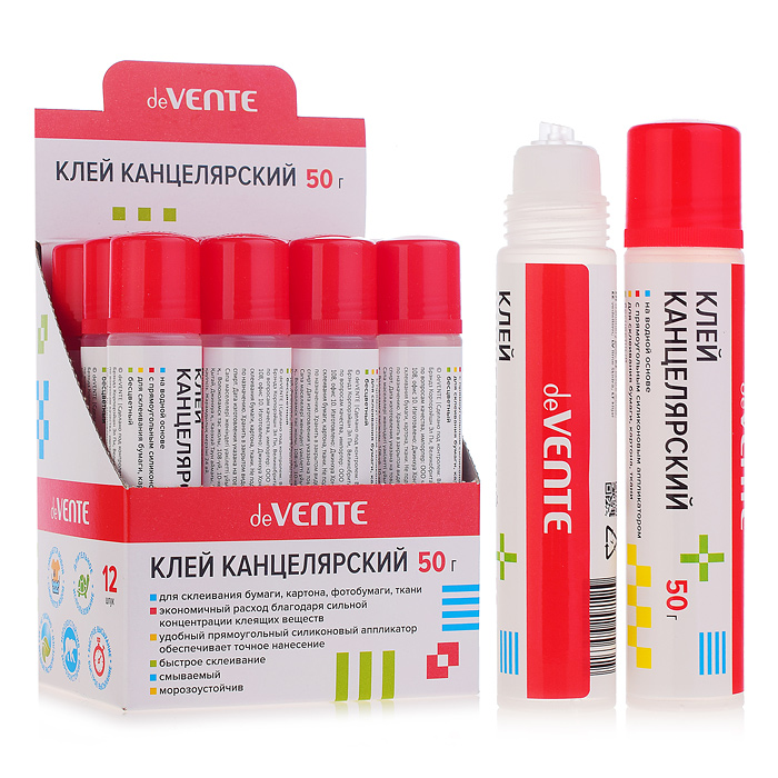 Клей канцелярский, на водной основе 50 г, в пластиковой бутылочке-карандаше с силиконовым Клей канцелярский, на водной основе 50 г, в пластиковой бутылочке-карандаше с силиконовым