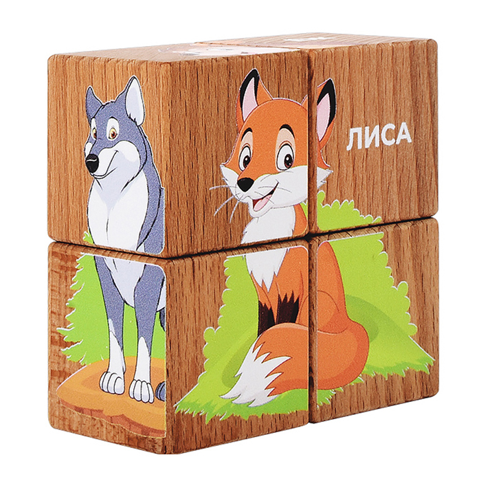 Набор кубиков обучающий "Лесные жители" (4кубика, 3 двусторонние карточки, развивающее методическое Набор кубиков обучающий "Лесные жители" (4кубика, 3 двусторонние карточки, развивающее методическое