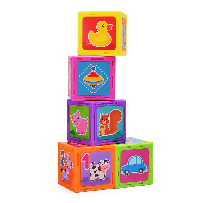 Первые знания с Ёжиком (синий) комплект: ёжик и кубики (5 шт.) 