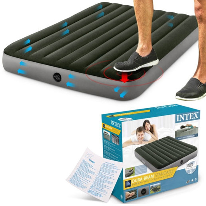 Фото к товару Матрас надувной Dura-Beam Queen, 152 х 203 х 25 см, с встроенным ножным насосом, 64763 INTEX Матрас надувной Dura-Beam Queen, 152 х 203 х 25 см, с встроенным ножным насосом, 64763 INTEX
