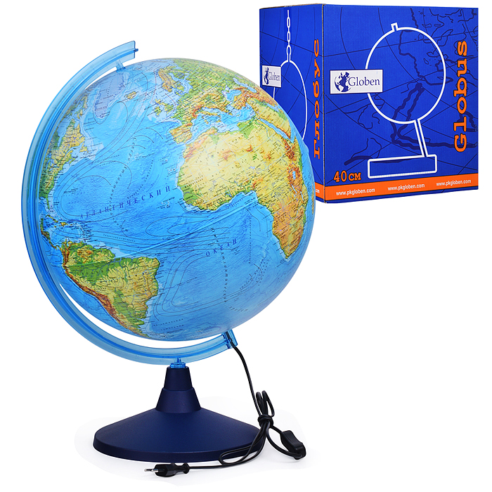 Глобус Земли физический 400мм с подсветкой Классик Евро Глобус Земли физический 400мм с подсветкой Классик Евро