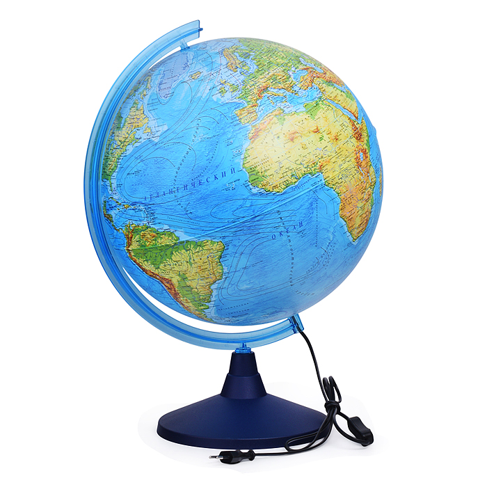 Фото к товару Глобус Земли физический 400мм с подсветкой Классик Евро Глобус Земли физический 400мм с подсветкой Классик Евро
