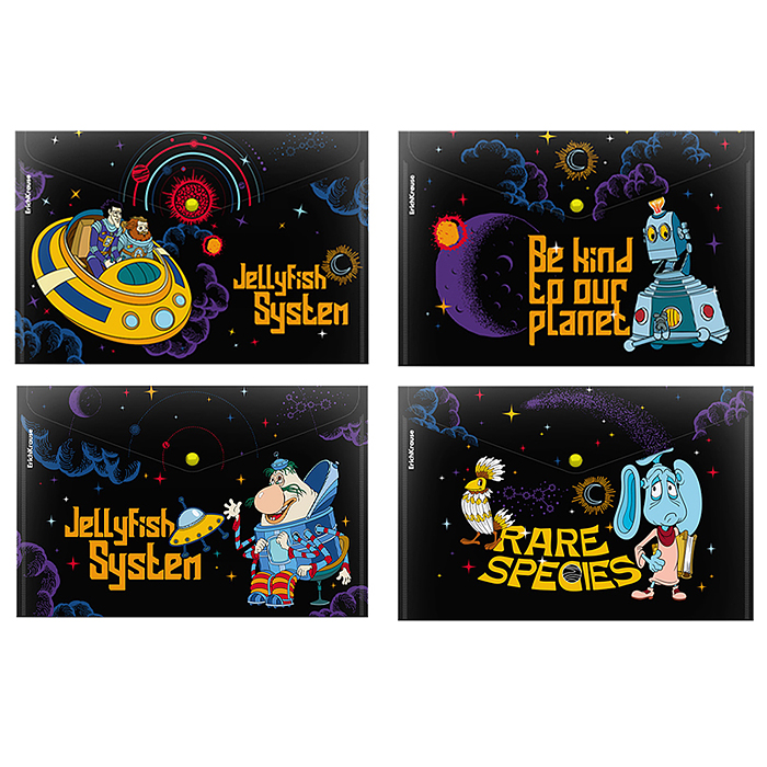 Папка-конверт на кнопке пластиковая "Тайна третьей планеты" A4, ассорти