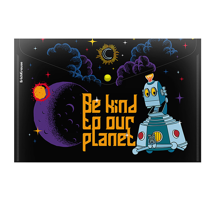 Папка-конверт на кнопке пластиковая "Тайна третьей планеты" A4, ассорти