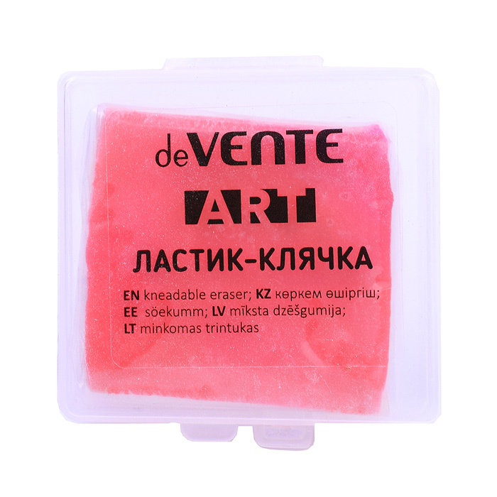 Ластик-клячка "Art" синтетический каучук, прямоугольный, ассорти 4 цвета, 40x40x10 мм, мягк