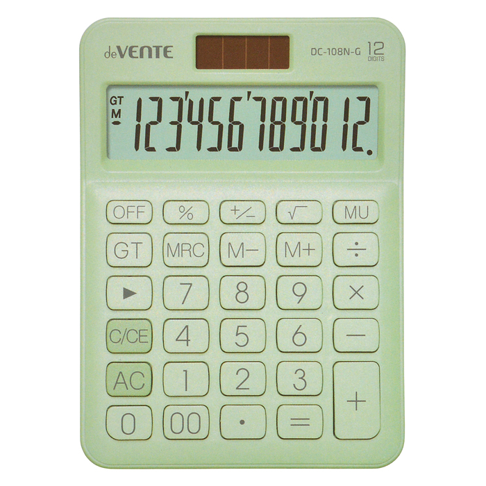 Фото к товару Калькулятор настольный DC-108N-G, 98x136x31 мм, 12 разрядный Калькулятор настольный DC-108N-G, 98x136x31 мм, 12 разрядный