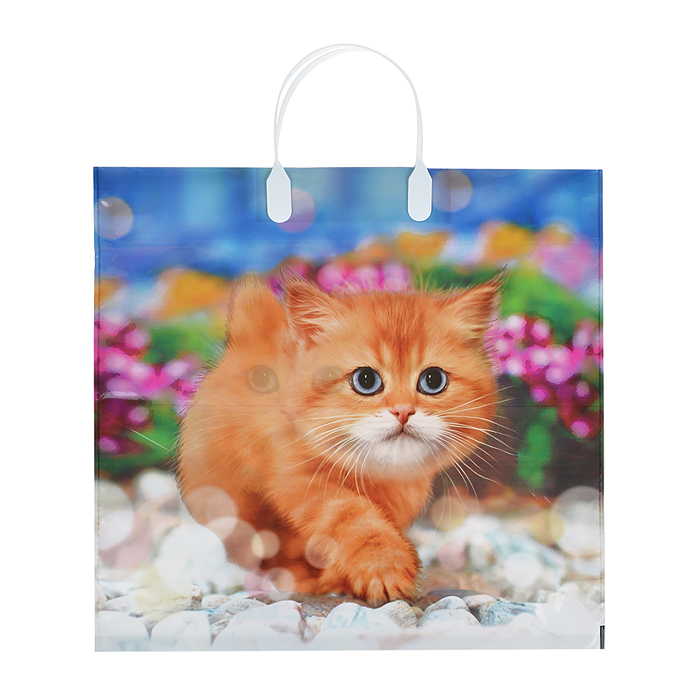 Пакет ПЭ с пластмассовыми ручками 38х35+10см (90) (Пушок) ламинированный Пакет ПЭ с пластмассовыми ручками 38х35+10см (90) (Пушок) ламинированный