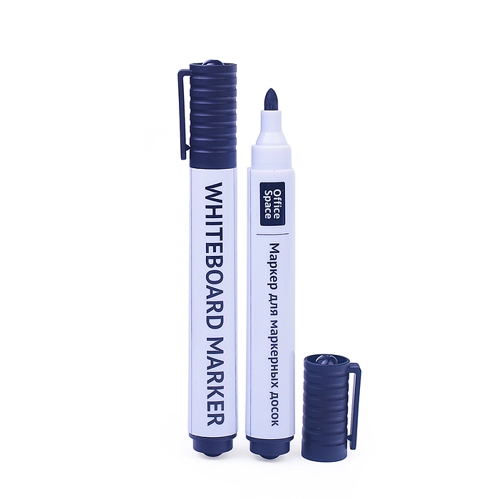 Фото к товару Маркер для белых досок черный, пулевидный, 3мм Маркер для белых досок черный, пулевидный, 3мм