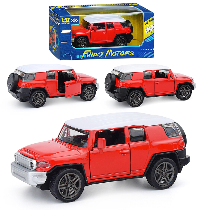 Красная инерционная машинка Внедорожник die-cast,1:32, открывающиеся двери Красная инерционная машинка Внедорожник die-cast,1:32, открывающиеся двери