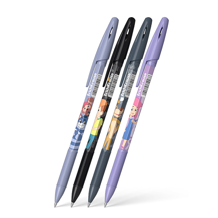 Фото к товару Набор из 4 ручек шариковых Stick&Grip Простоквашино 0.7, цвет чернил синий Набор из 4 ручек шариковых Stick&Grip Простоквашино 0.7, цвет чернил синий