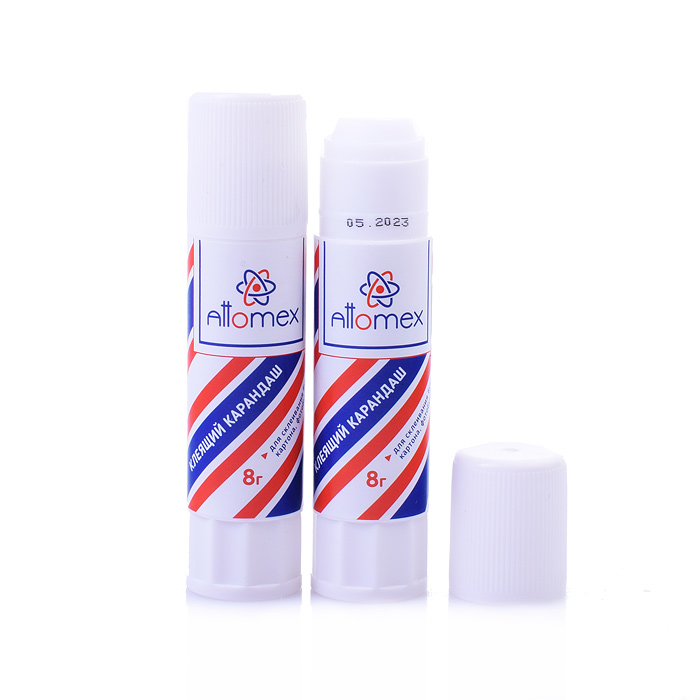 Клеящий карандаш PVA основа "Attomex" 08 г в картонном дисплее с пластиковым поддоном