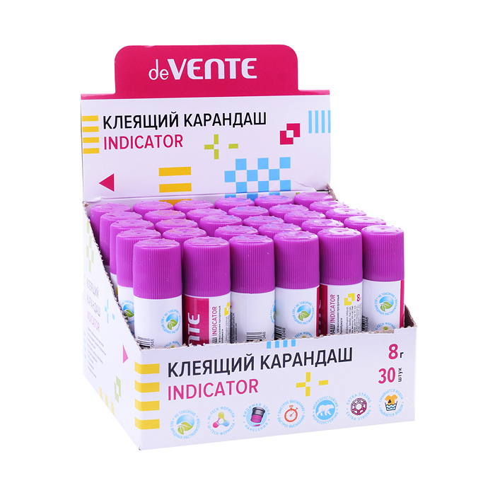 Фото к товару Клеящий карандаш PVA основа "Indicator" 08 г круглый фиолетовый (при высыхании - прозрачный Клеящий карандаш PVA основа "Indicator" 08 г круглый фиолетовый (при высыхании - прозрачный
