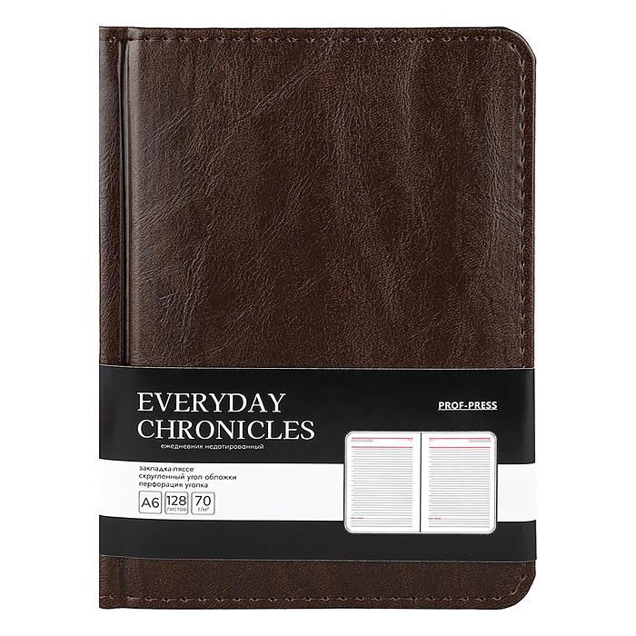 Фото к товару Ежедневник А6, 128л. недатир. "EVERYDAY CHRONICLES - BORDEAUX" кожзам (темно-коричневый) Ежедневник А6, 128л. недатир. "EVERYDAY CHRONICLES - BORDEAUX" кожзам (темно-коричневый)
