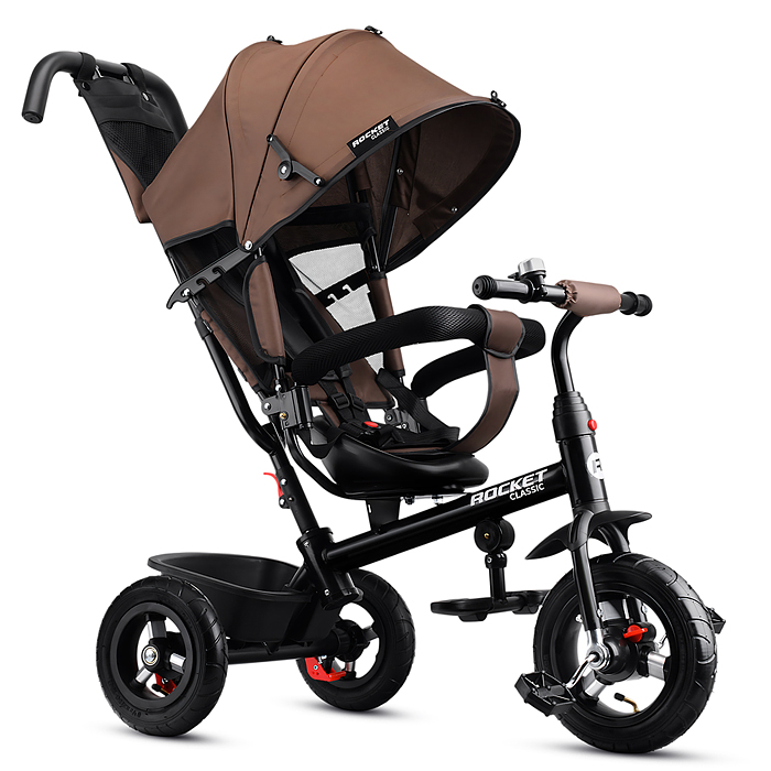 Велосипед трехколесный Rocket 137-BR, колеса надувные 12"/10", цвет коричневый Велосипед трехколесный Rocket 137-BR, колеса надувные 12"/10", цвет коричневый