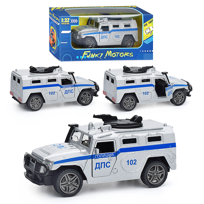 Инерционная машинка Джип Полиция die-cast,1:32, открывающиеся двери Инерционная машинка Джип Полиция die-cast,1:32, открывающиеся двери