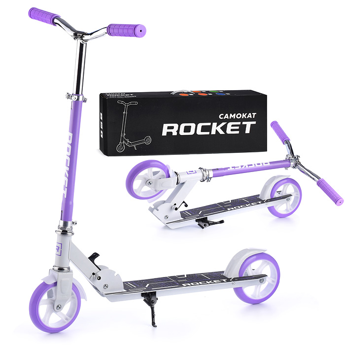 Самокат 2-х колесный ROCKET,колеса PU/ 145 мм,ABEC 7, сиреневый .