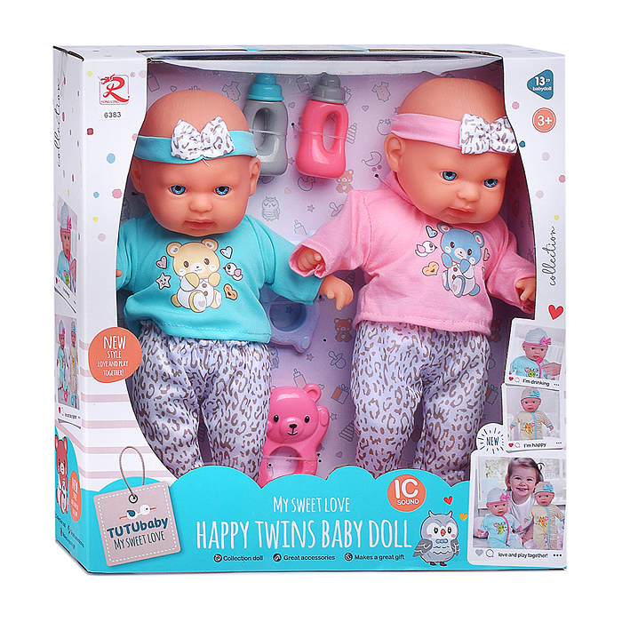 Фото к товару Набор пупсов 6383 с аксессуарами "Близнецы" в коробке Набор пупсов 6383 с аксессуарами "Близнецы" в коробке